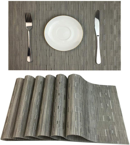 Red-A Placemats Set of 6 for Dining Table Heat-Resistant Washable Place Mats Woven Vinyl Kitchen