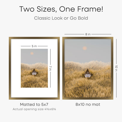 Homeforia Bronze Picture Frames 8x10, High End Metal 8 x 10 Photo Frame with Mat 5 x 7 Art, 10x8