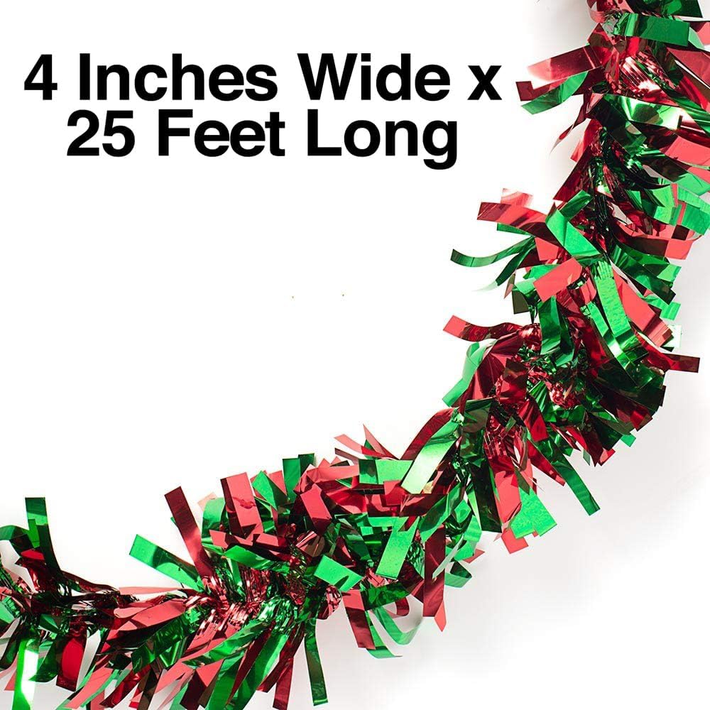 Anderson's Red & Green Metallic Tinsel Twist for Trailer Or Golf Cart, 4 inches Wide x 25 ft Long