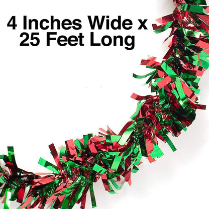 Anderson's Red & Green Metallic Tinsel Twist for Trailer Or Golf Cart, 4 inches Wide x 25 ft Long