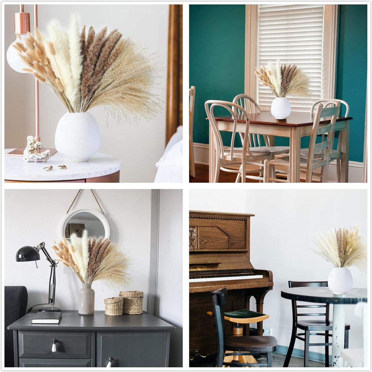 300 PCS Dried Flower Bouquet – Pampas Grass, Floral Decor for Home, Wedding, and Boho Style |