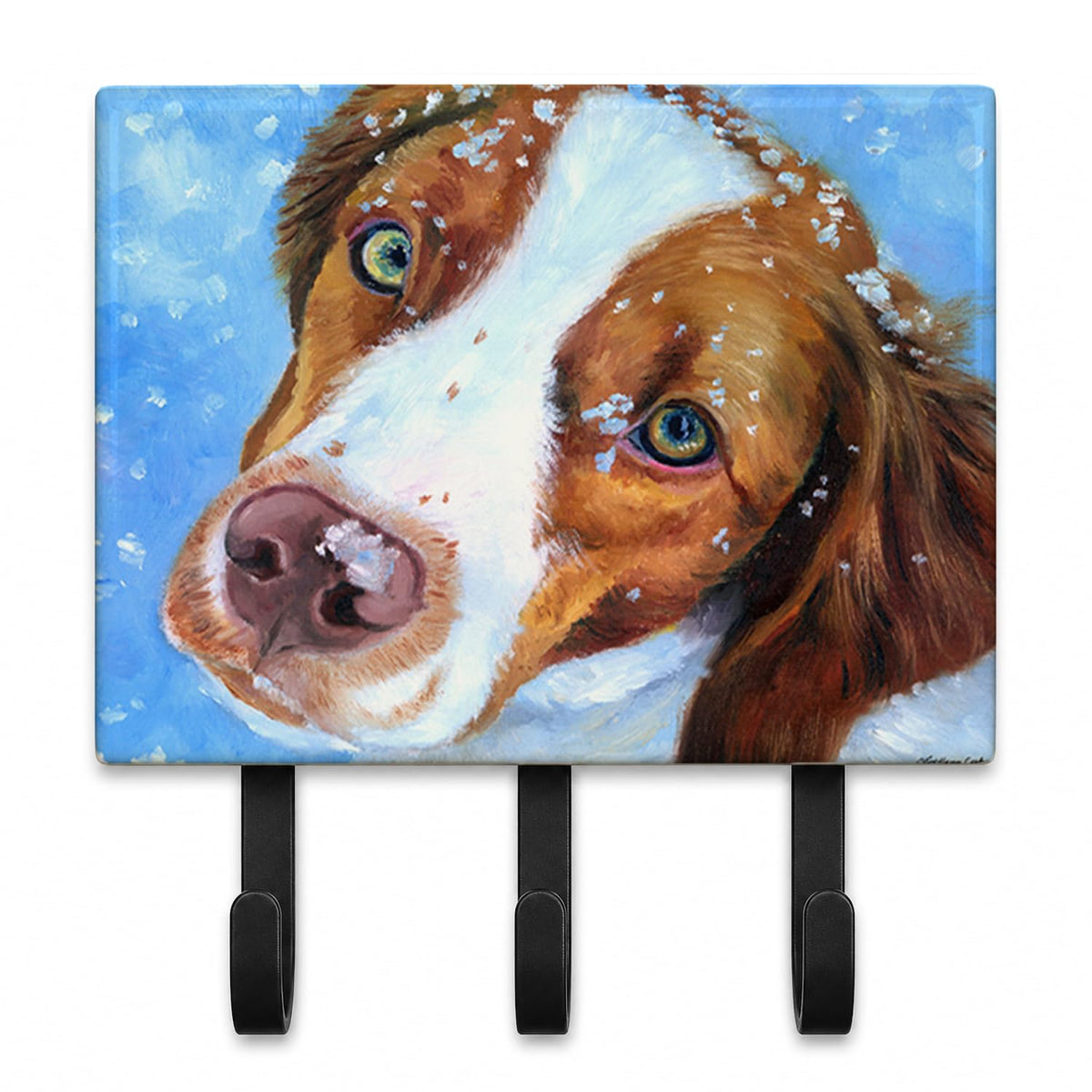 Caroline's Treasures 7348TH68 Snow Baby Brittany Spaniel Leash or Key Holder, Wall Hooks, Key Hooks