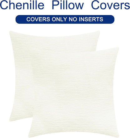 CaliTime Throw Pillow Covers Decorative 20 X 20 Inches Pack of 2 Cozy Chenille Cushion Cases for