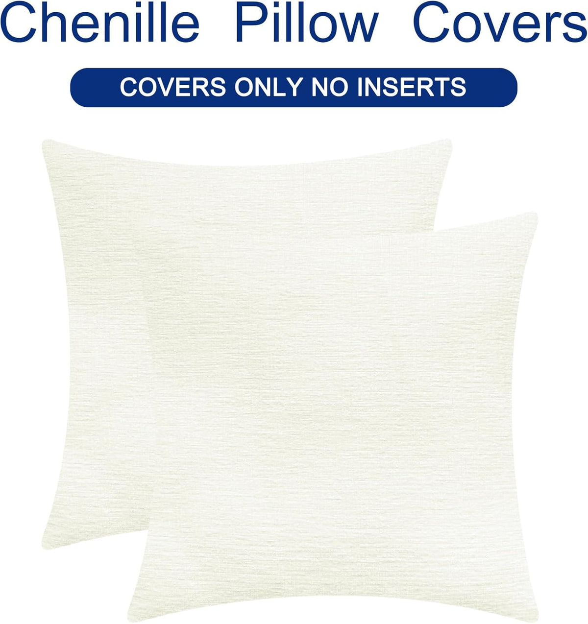 CaliTime Throw Pillow Covers Decorative 18 X 18 Inches Pack of 2 Cozy Chenille Cushion Cases for