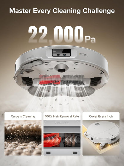 roborock Qrevo CurvX Robot Vacuum and Mop, 22,000Pa Suction, 3.14’’ Ultra Slim, Dual Anti-Tangle