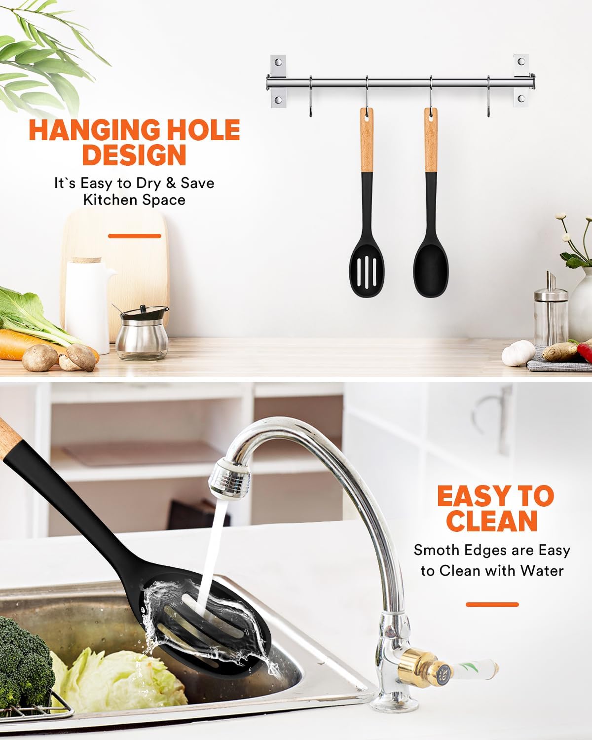 Silicone Cooking Spoons, Great for Scooping Sides and Serving Hearty Stews, BPA-Free Matte