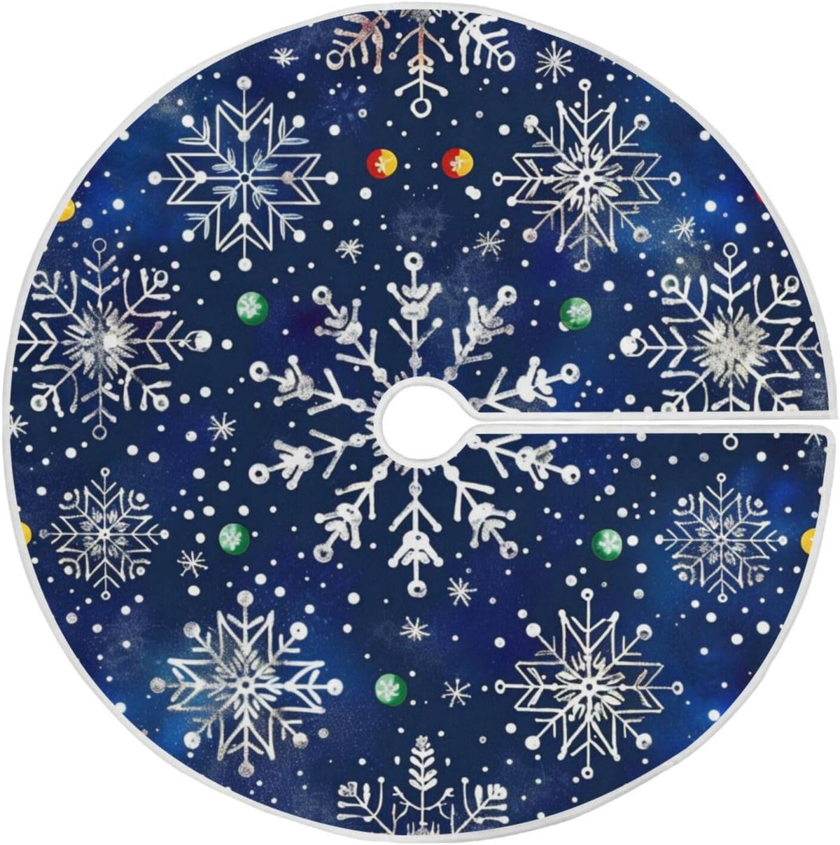Christmas Tree Skirt, 36 Inch White Snowflakes Blue Background Xmas Tree Skirt for Christmas New