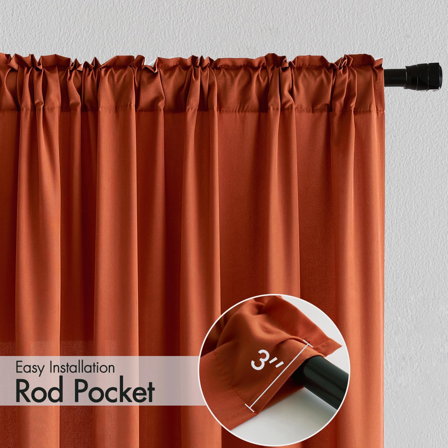 MIULEE Burnt Orange Privacy Sheer Curtains That Let Light in 84 Inches Long Non-See-Through Semi