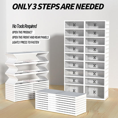 FAHKNS 9 Tier 36 Pair Folding Shoe Rack with Wheels and Magnetic Doors,Stackable Transparent Shoe