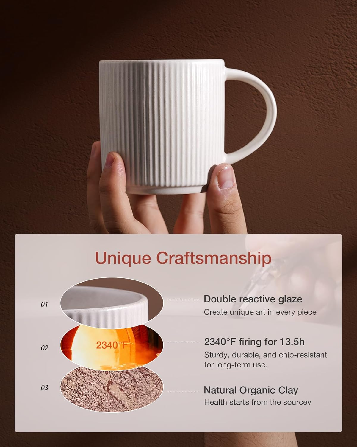 famiware Coffee Mug Set for 4, Star 12 oz Catering Mugs Cup Set with Handle for Coffee, Tea, Cocoa