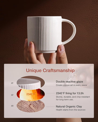 famiware Coffee Mug Set for 4, Star 12 oz Catering Mugs Cup Set with Handle for Coffee, Tea, Cocoa