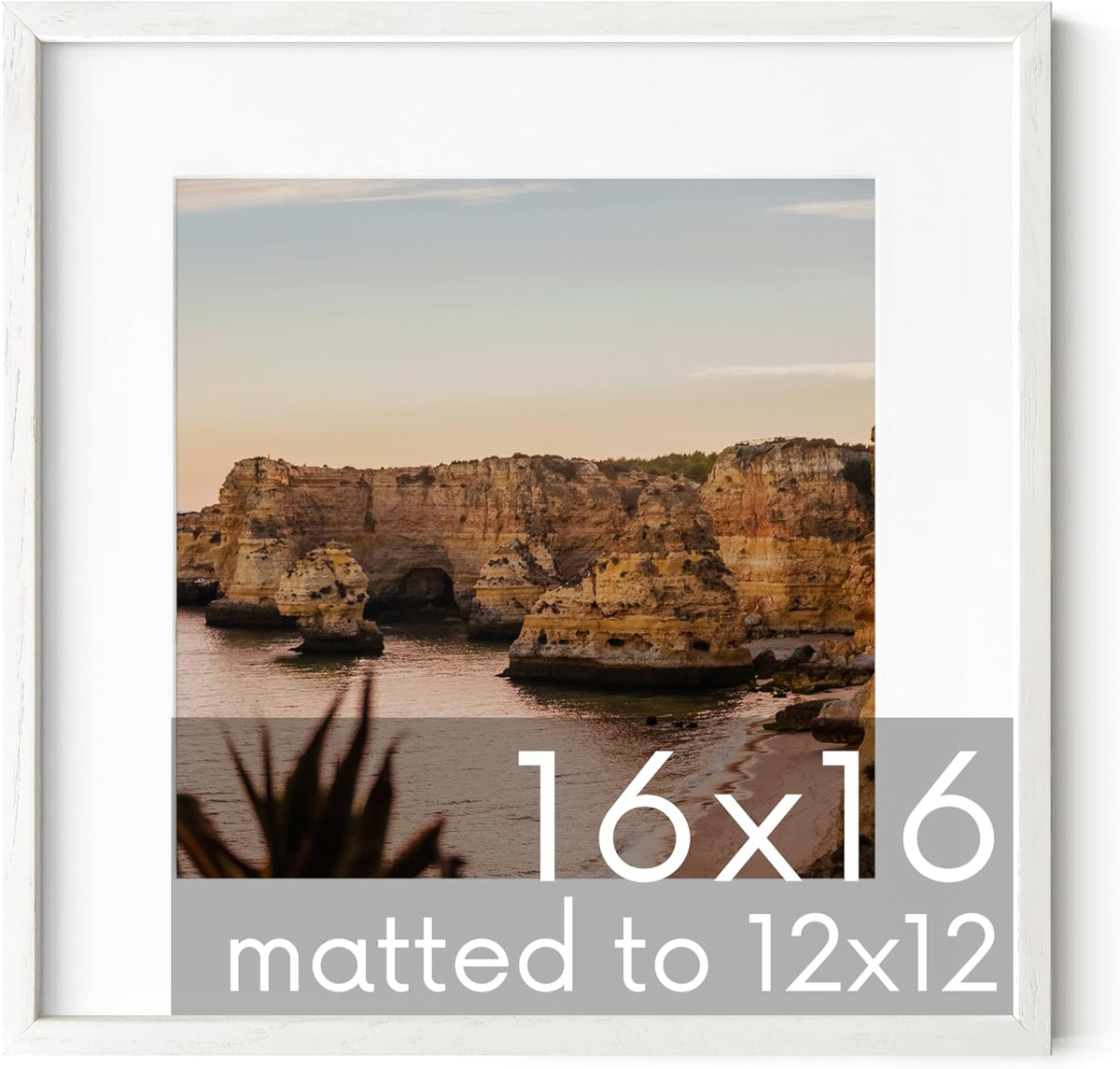 HAUS AND HUES Solid Oak 16”x16” Picture Frame Matted to 12”x12” - 16X16 Square Picture Frame with