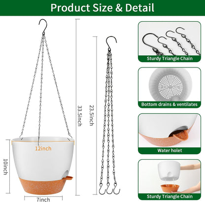 GARDIFE Large Hanging Planter, 12 inch Hanging planters for Indoor. Outdoor Plants, Self Watering