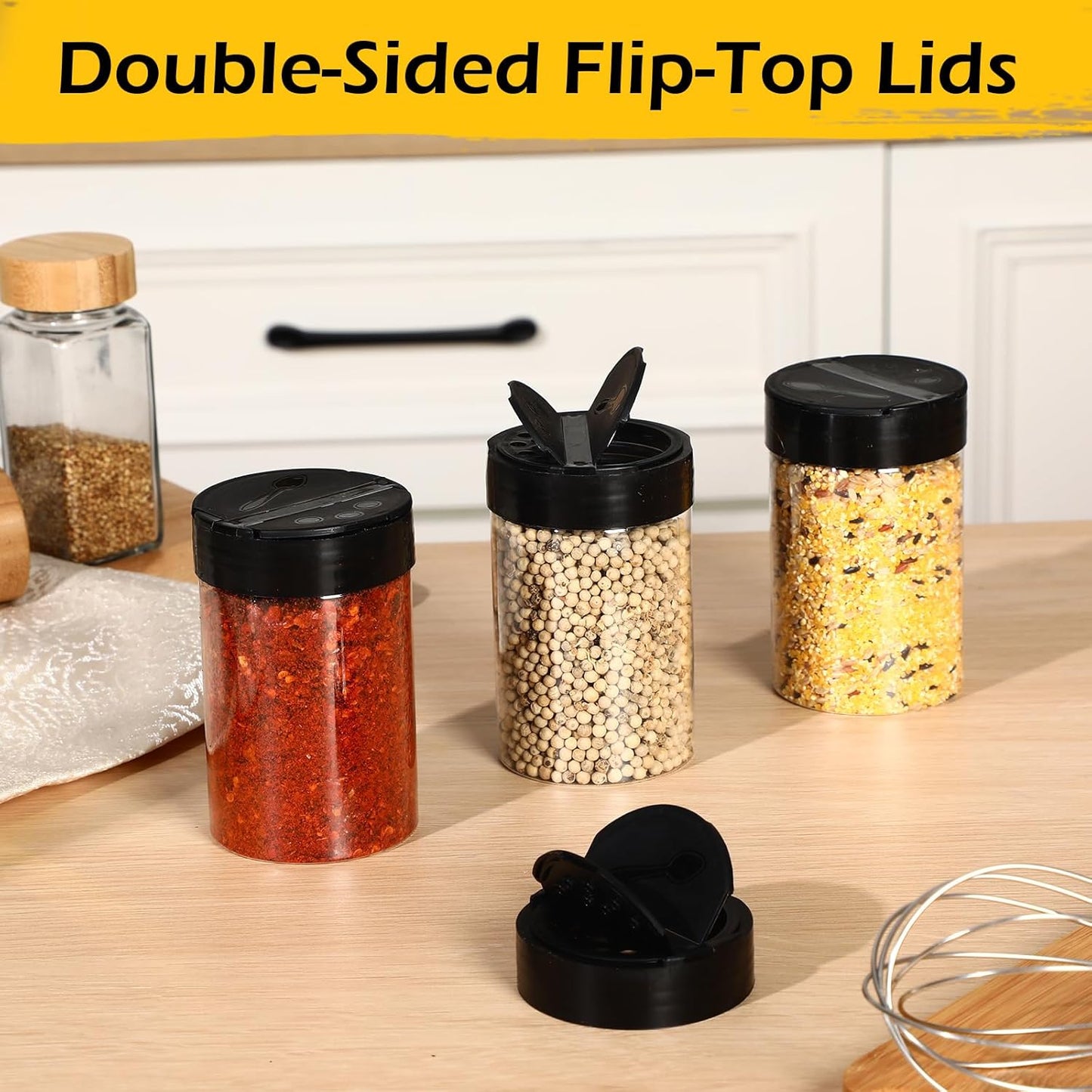 30 Pack 8.4 oz Plastic Spice Jars with Black Cap Empty Clear Plastic Spice Bottle Containers