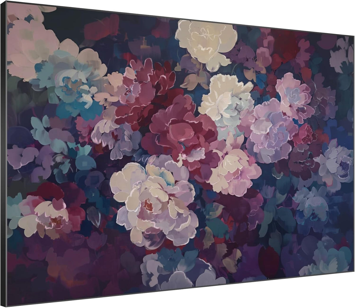 SIGNWIN 60"x72" Extra Large Framed Wall Art Bold Peony Bloom in Colorful Impressionist Style, Lush