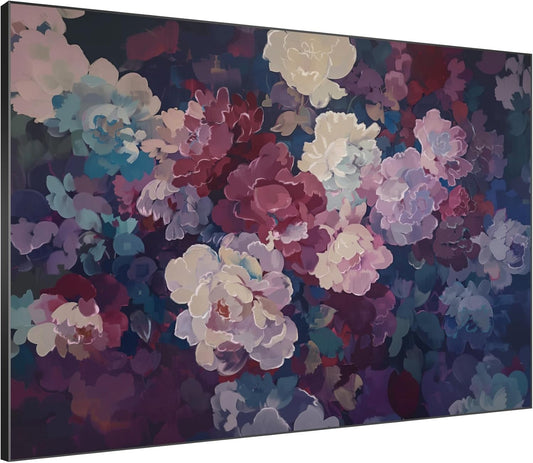SIGNWIN 46"x60" Extra Large Framed Wall Art Bold Peony Bloom in Colorful Impressionist Style, Lush