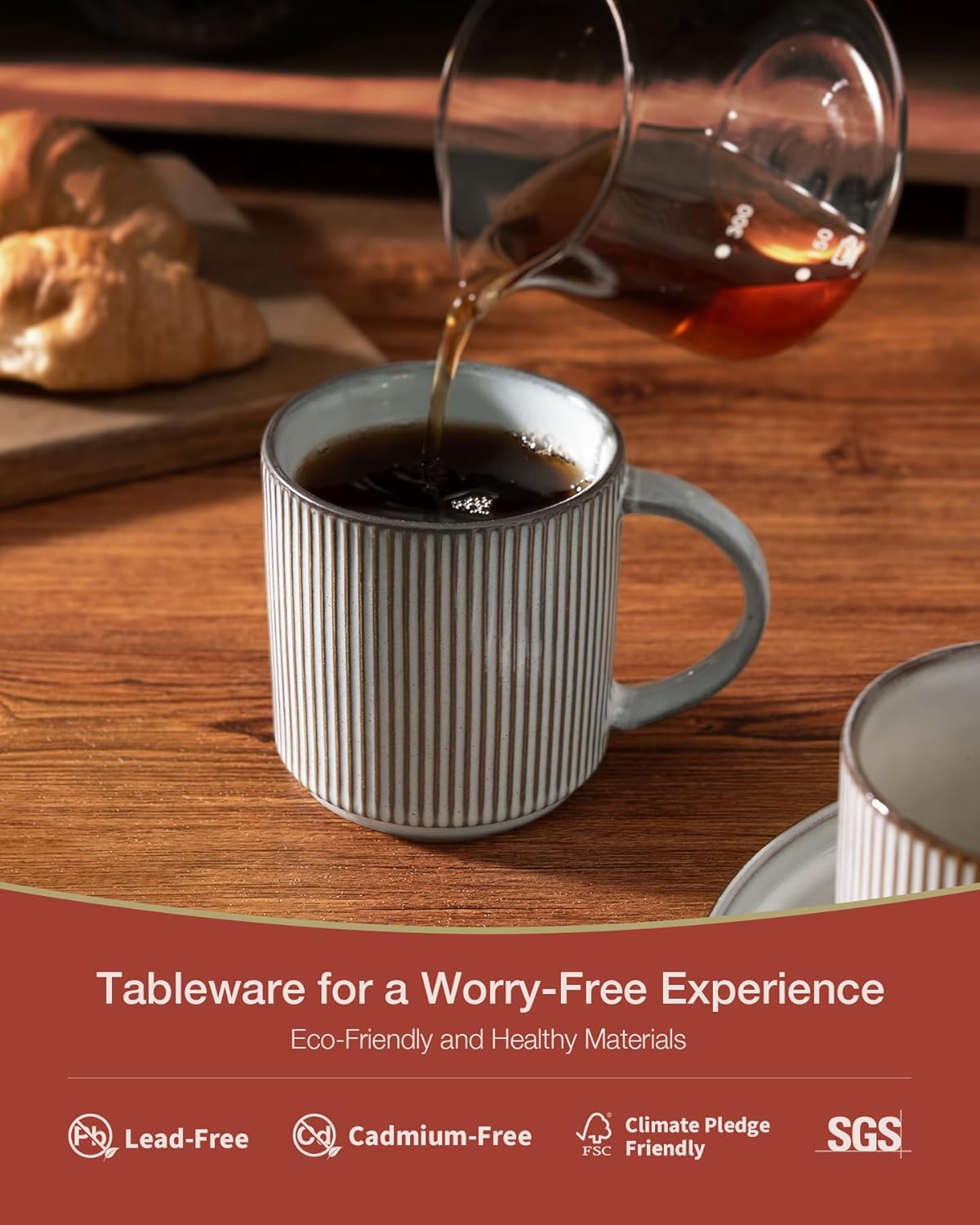 famiware Coffee Mug Set for 4, Star 12 oz Catering Mugs Cup Set with Handle for Coffee, Tea, Cocoa