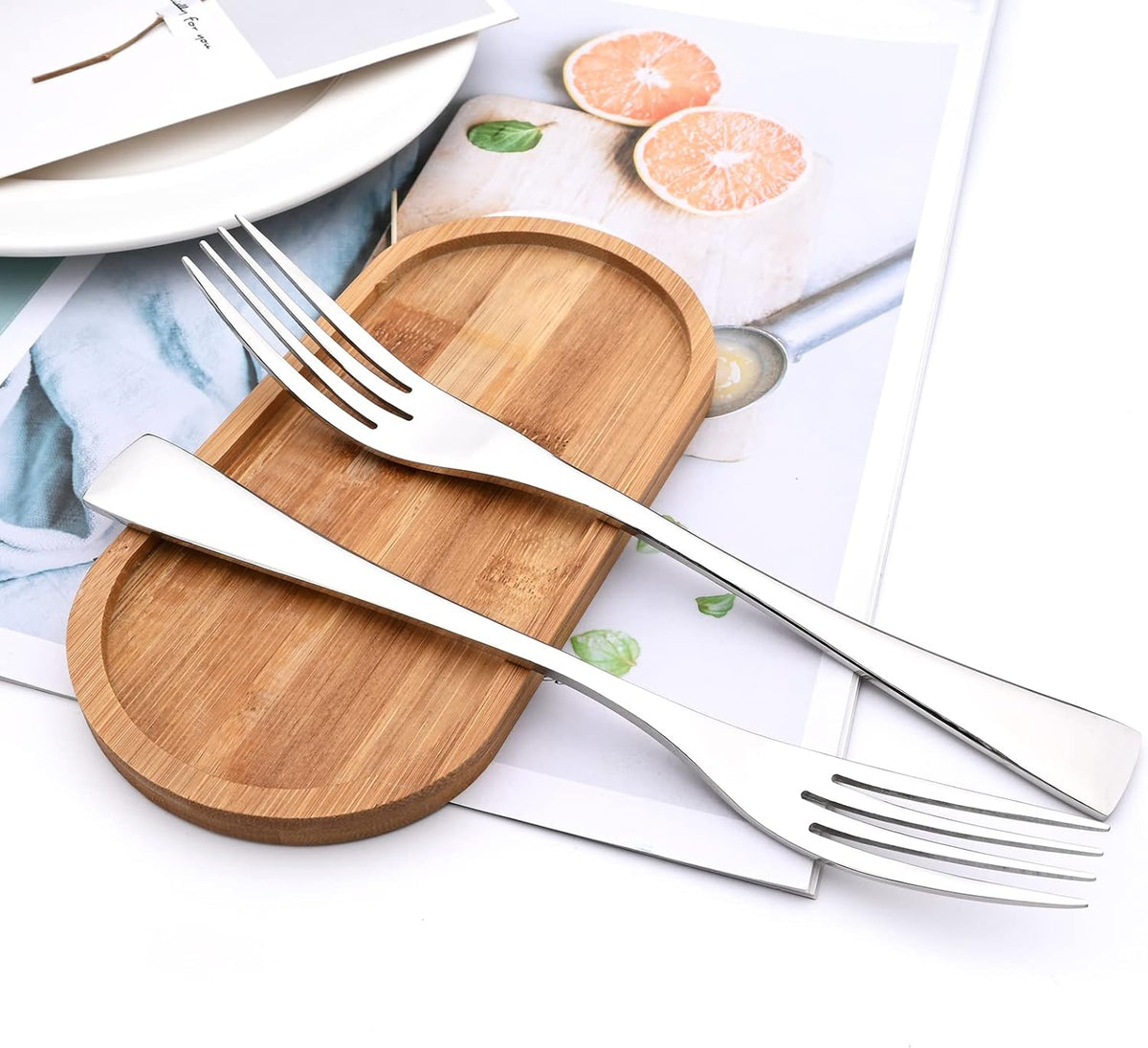 24-Piece Silver Flatware, Mirror 18/10 Stainless Steel Modern & Luxury Dinnerware Set With Serrated