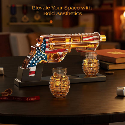 Birthday Gifts for Men Dad, Kollea Flag Whiskey Decanter Sets with Grenade Shot Glasses, Gifts
