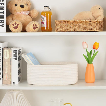 Small Storage Baskets for Organizing | Closet Organizer Bins | Shelf Toy Basket | Woven Rope