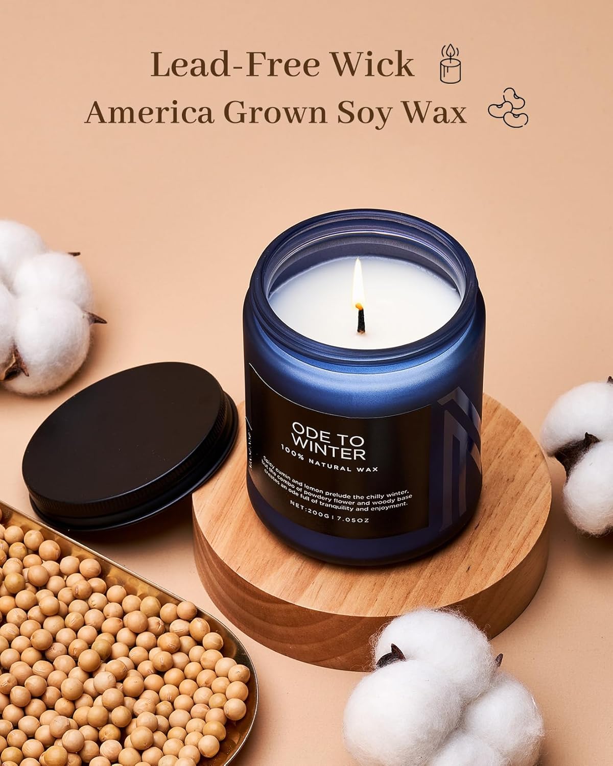 M&SENSE Ode to Winter - Lavender & Sandalwood Scented Candle for Relaxing Natural Soy Wax Non Toxic