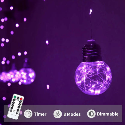 YOLIGHT Wishing Ball Curtain Lights 200 LED Window Curtain String Lights with Remote, USB Battery
