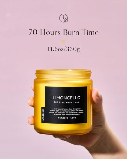 M&SENSE Limocello Scented Candle - 11.6oz Natural Soy Wax Non Toxic 70-Hour Slow Burning 2-Wick