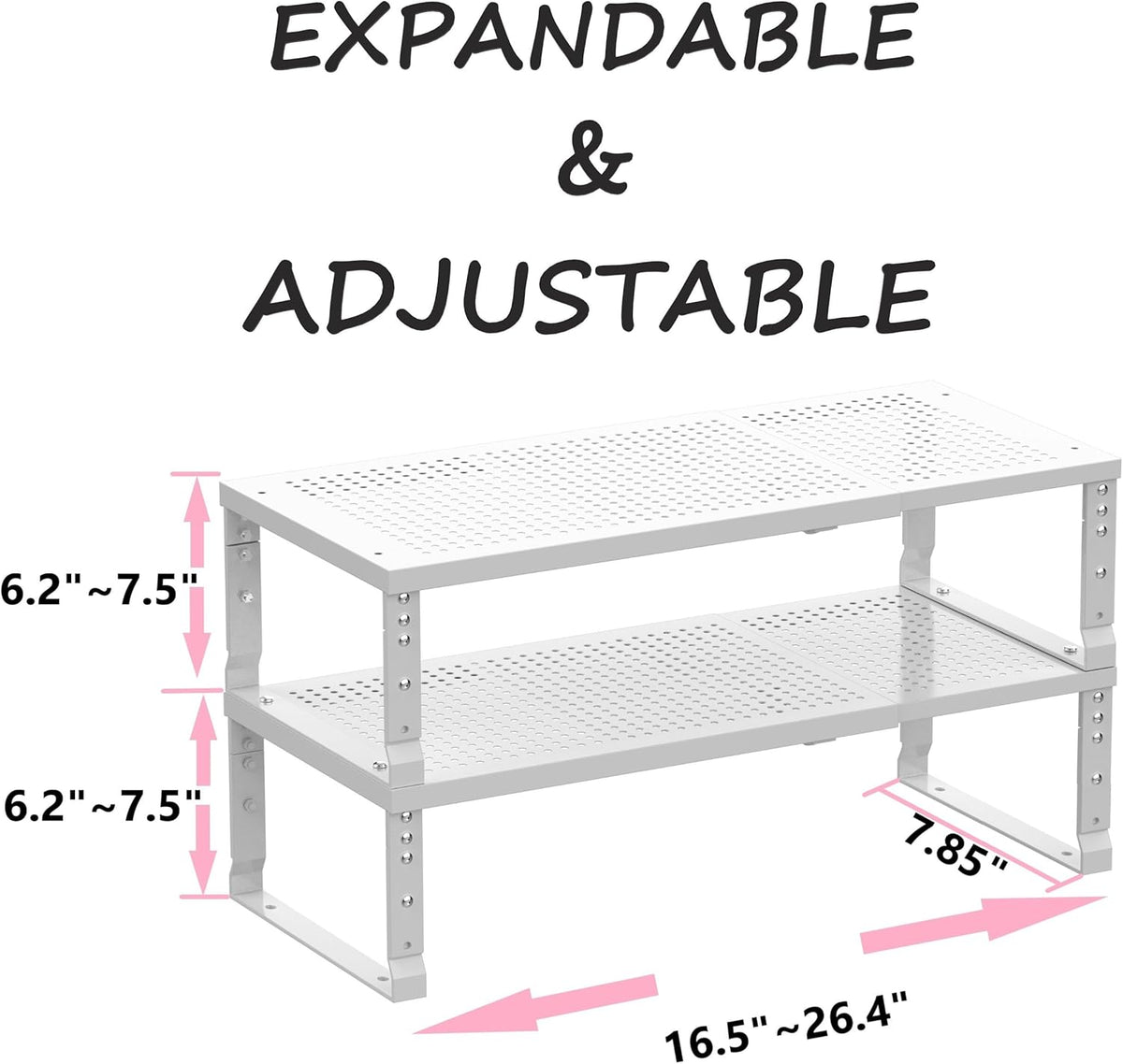 Metal Stackable Expandable Storage Shelf - Multi-Functional Home Storage Shelf, Suitable for