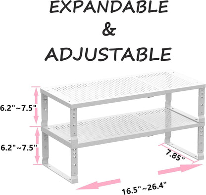Metal Stackable Expandable Storage Shelf - Multi-Functional Home Storage Shelf, Suitable for