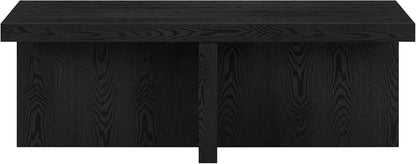 Henn&Hart 44" Rectangular Wood Pedestal Low-Profile Coffee Table for Living Room, Family Room, or