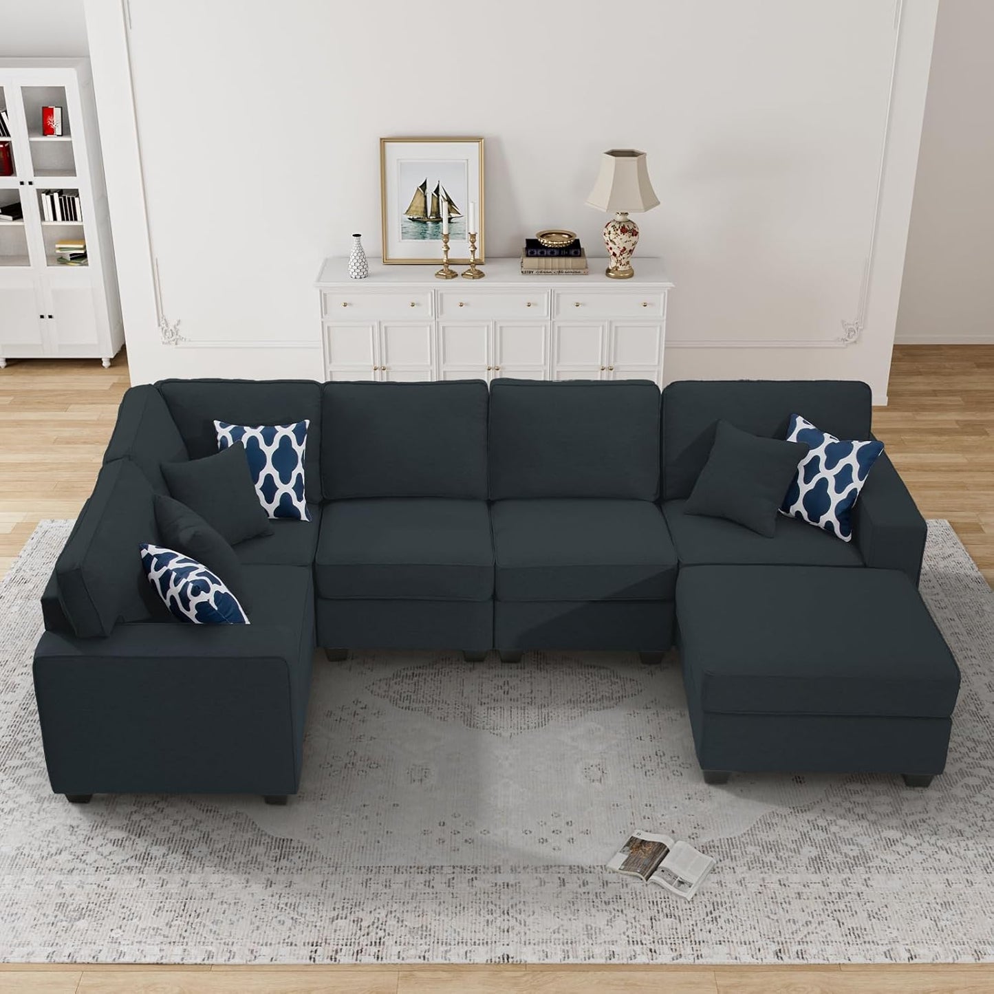 L Lengend Vansen Modular Sectional Sofa U Shaped Couch with Ottoman Modern Reversible Corner