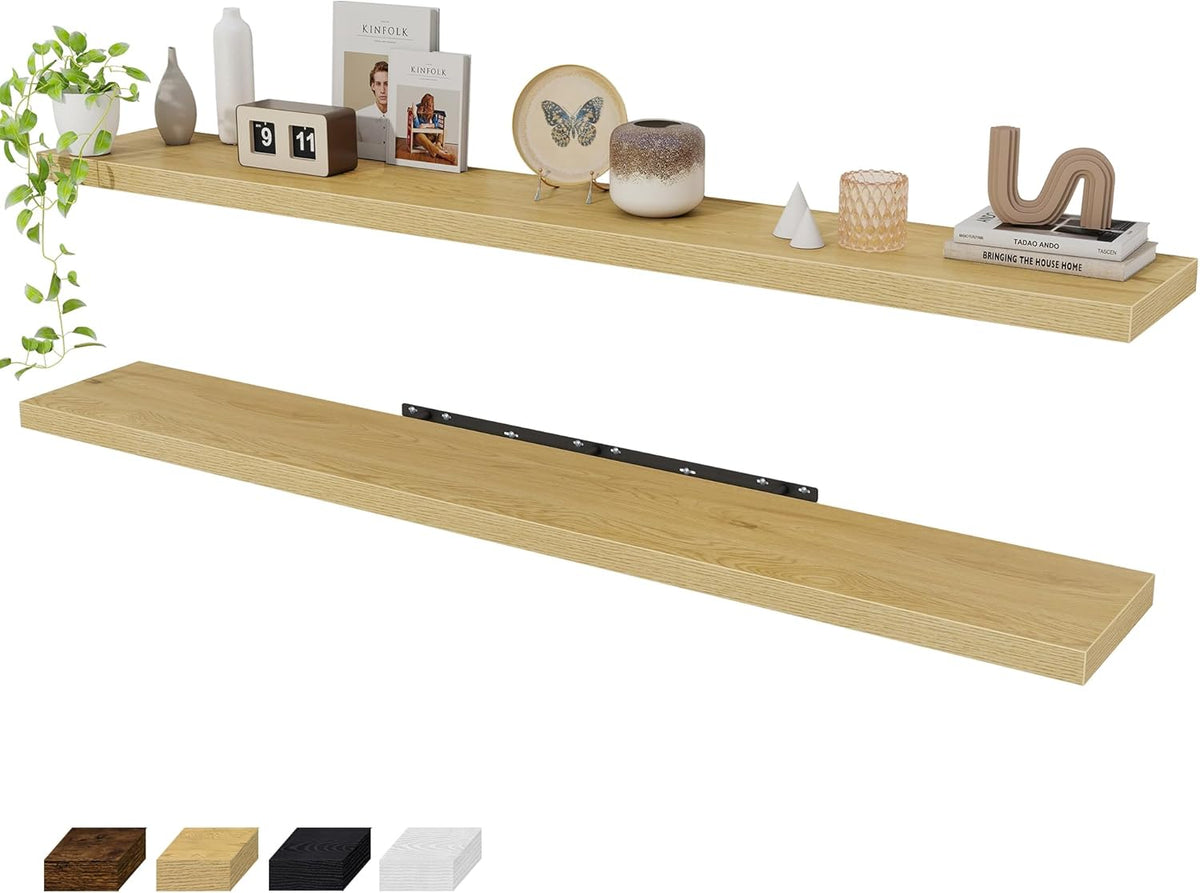 Fun Memories 72 Inch Floating Shelves for Wall 2 Pack Shelves for Bedroom|Kitchen|Bathroom 72 x 9.3