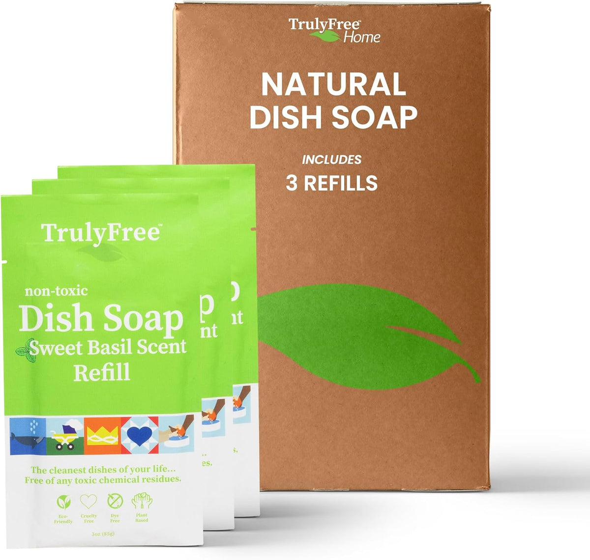 Natural Concentrated Dish Detergent Dishwashing Liquid | Plant-Based Dish Soap | Sweet Basil Fresh