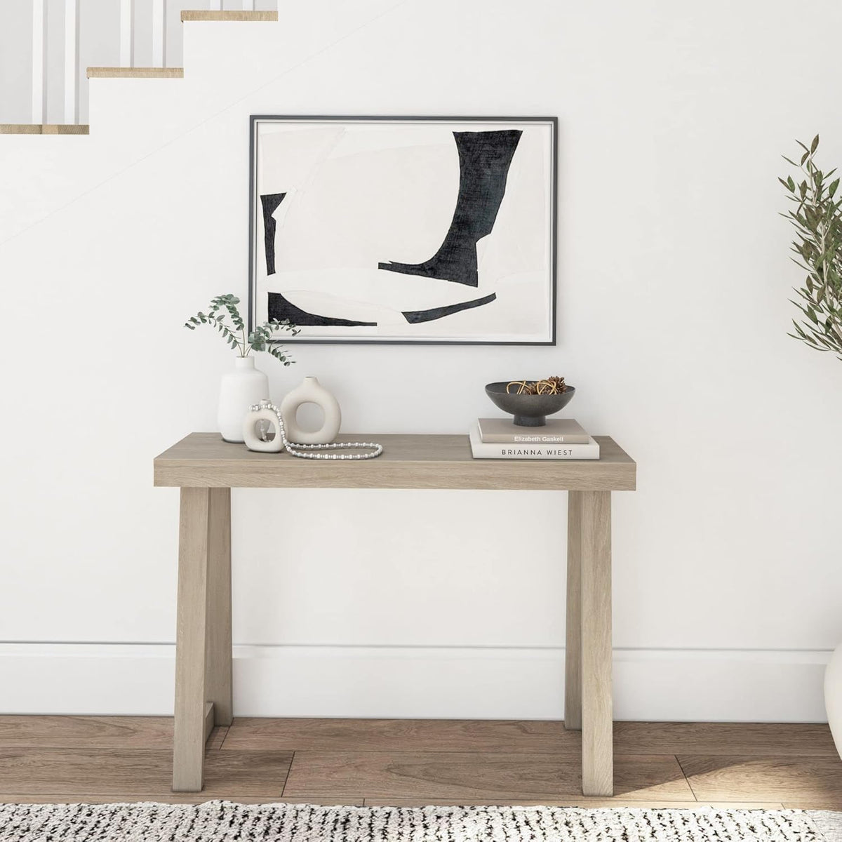 Plank+Beam Solid Wood Console Table, 46.25 Inch, Sofa Table, Narrow Entryway Table for Hallway