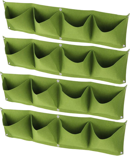 Atyhao Wall Plant Bag,4Pcs 4 Pocket Plant Grow Bag Wall Mounted Reusable Degradable Felt Garden