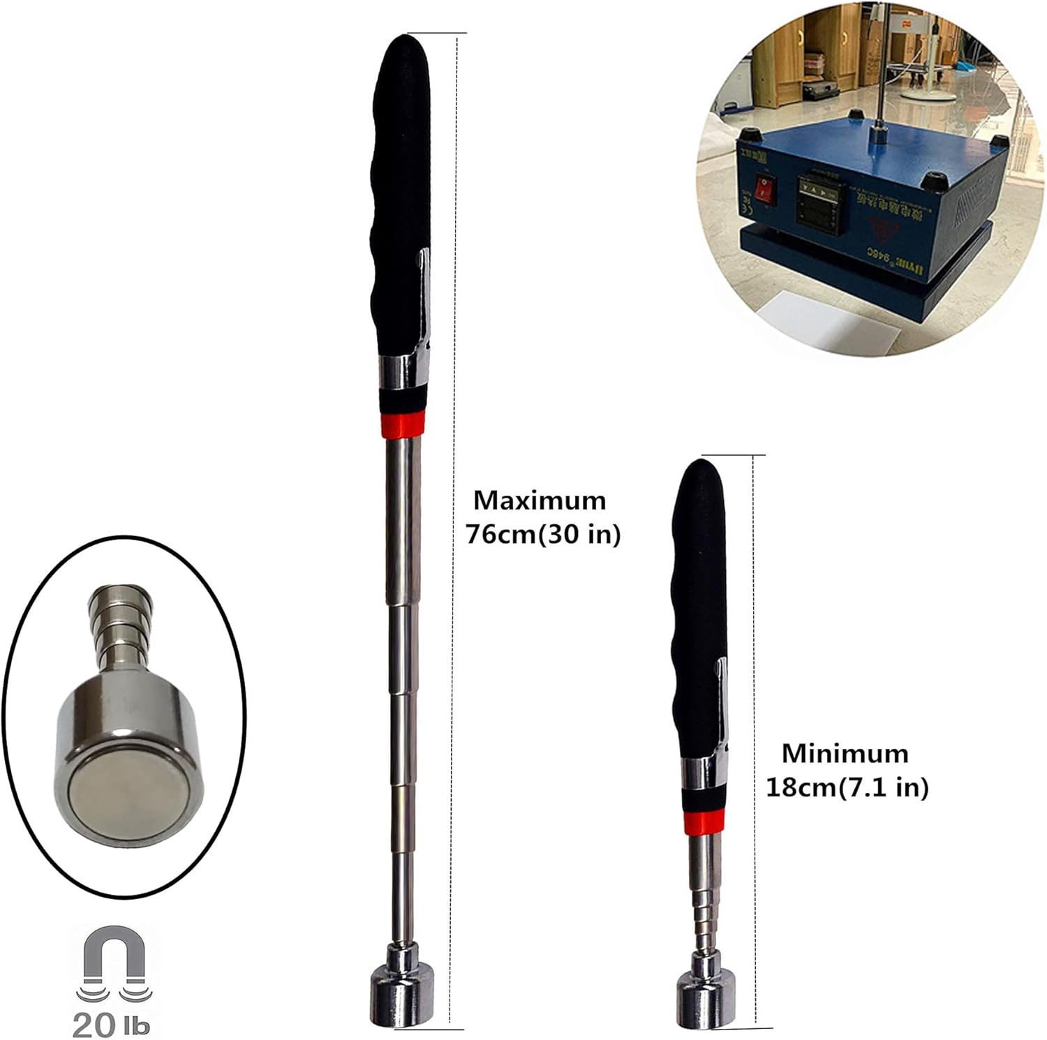 Telescoping Heavy Magnetic pickup Tool 41" long 35lb,25lb,20lb, 16lb suction magnets tools magnet