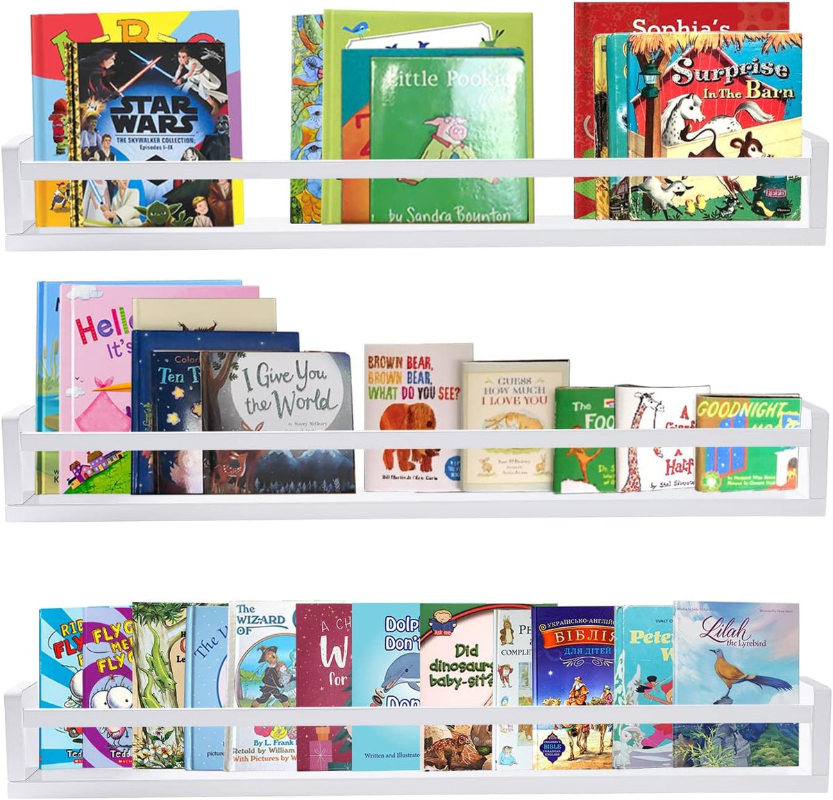 AZSKY Classic Nursery Book Shelves White Wall Book Shelves Kids Bookshelf for Bedroom Bathroom