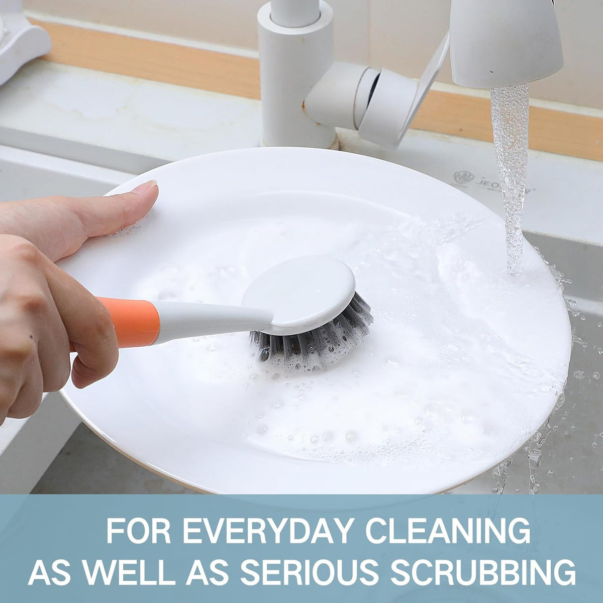 Patelai 12 Pack Kitchen Scrub Dish Brush with Long Handle Dish Scrubber with Stiff Bristles Scrub