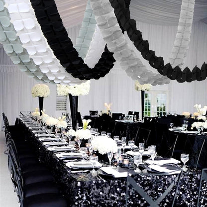 Black White-Silver Party-Decorations Streamers Garland - 157Ft Graduation Four-Leaf Clover Hanging