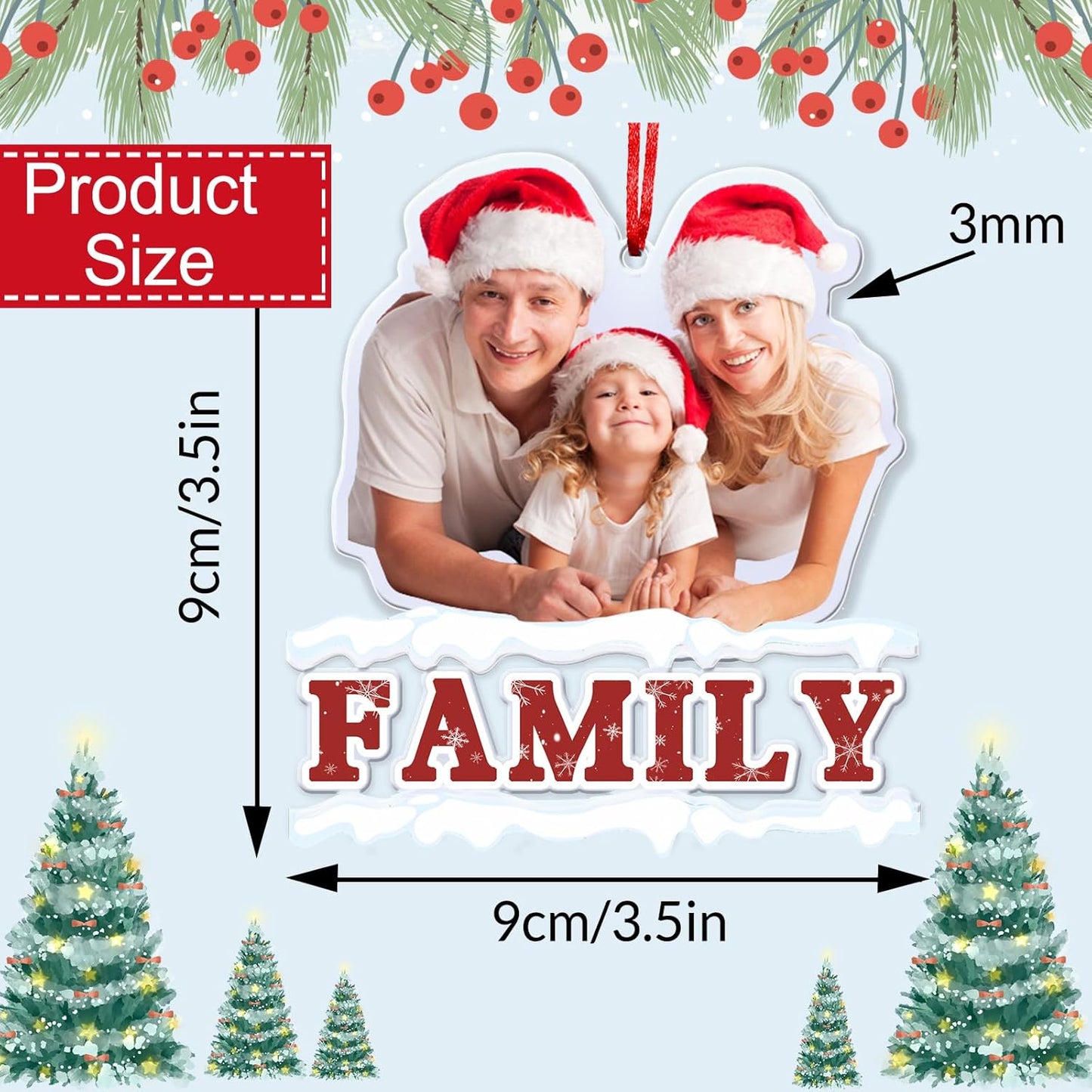 Personalized Photo Ornament Acrylic Custom Christmas Ornaments with Picture Customized Family