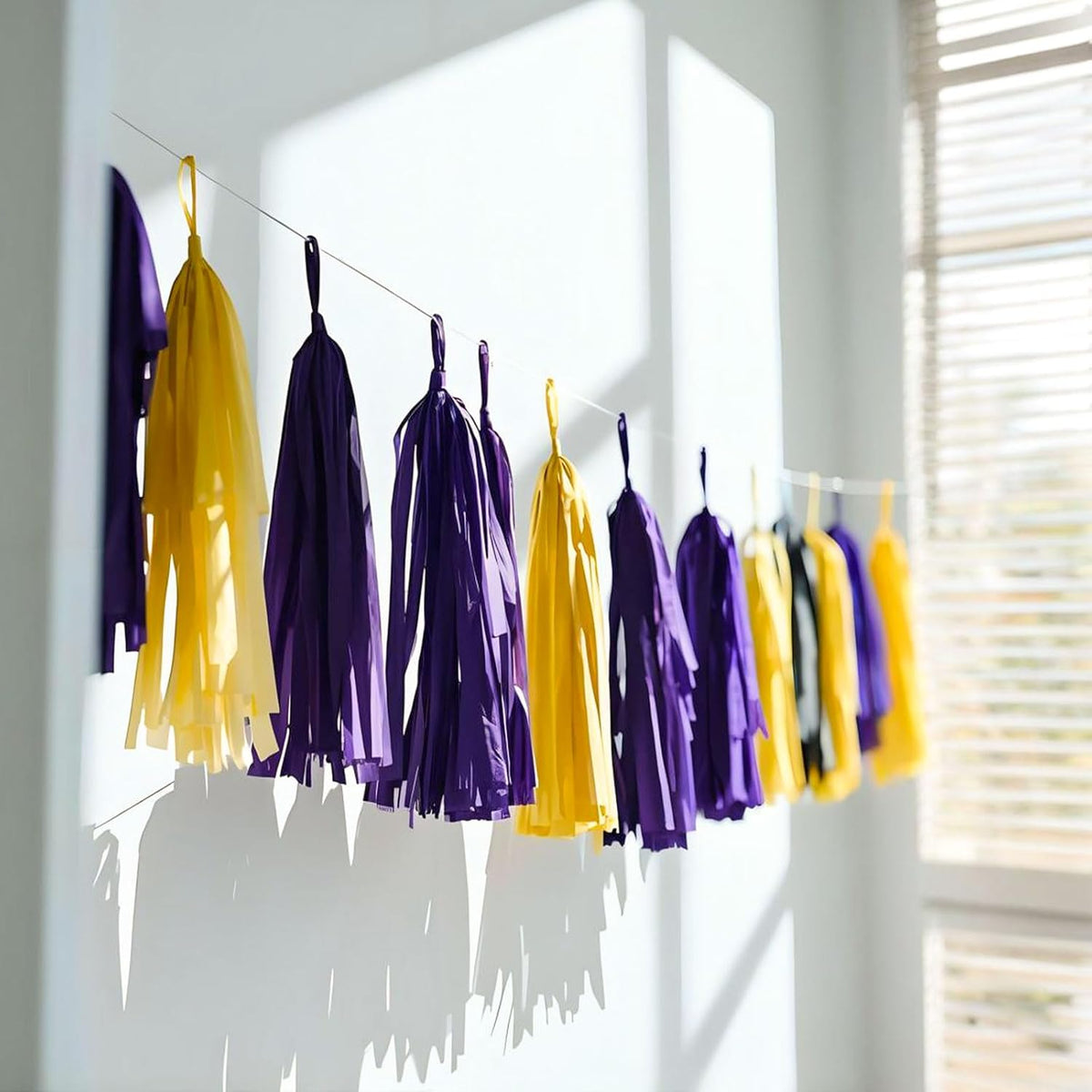 Purple Yellow Paper Tassel, 20 Pack, Party Decorations for Birthday, Baby Shower, Sprot