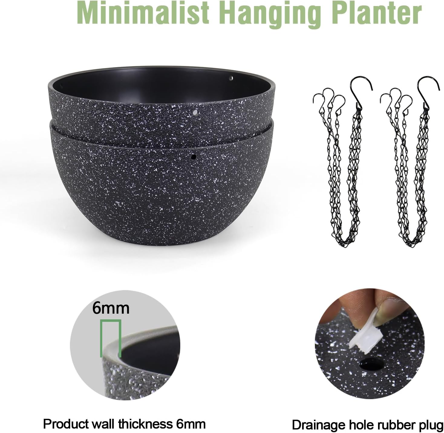 8 inch Small Hanging Planters for Indoor Outdoor Plants, 2 Pack Hanging Flower Plant Pots with