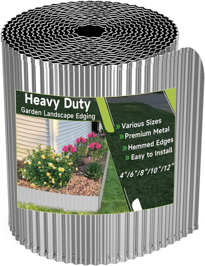 Corrugated Garden Edging, 10"×10Ft Galvanized Steel Landscape Edging & Lawn Edging Border, Metal