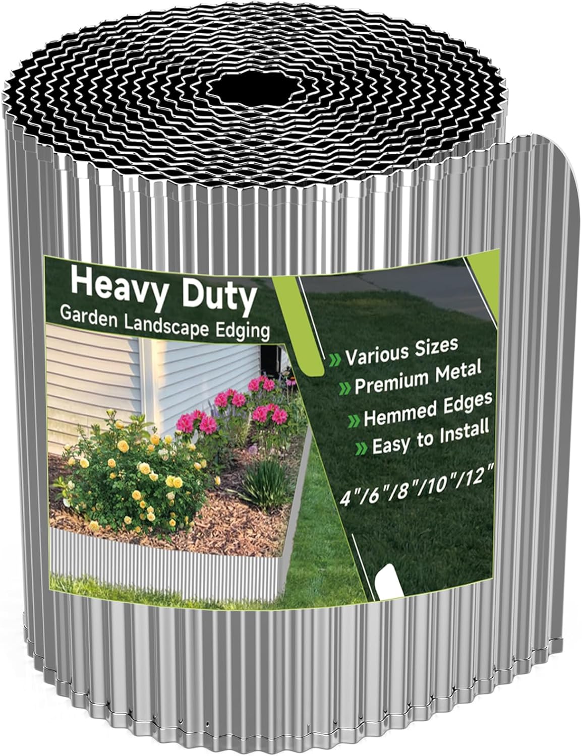 Corrugated Garden Edging,4"×10Ft Galvanized Steel Landscape Edging & Lawn Edging Border,Metal