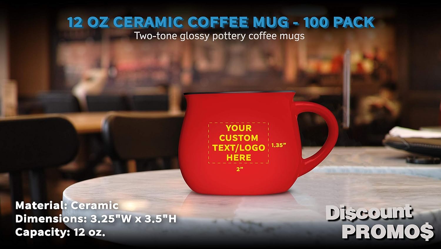 Custom Glazed Campfire Coffee Mugs 12 oz. Set of 100, Personalized Bulk Pack - Perfect for Coffee