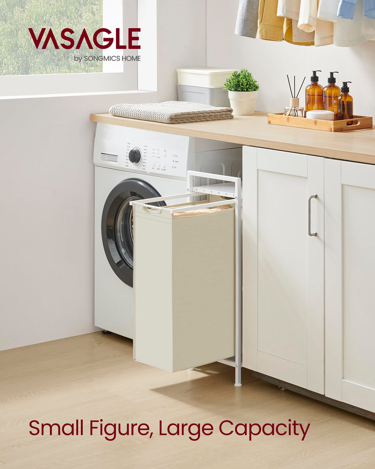 VASAGLE Laundry Hamper, Laundry Basket, Laundry Sorter with a Pull-Out and Removable Bag, Shelf