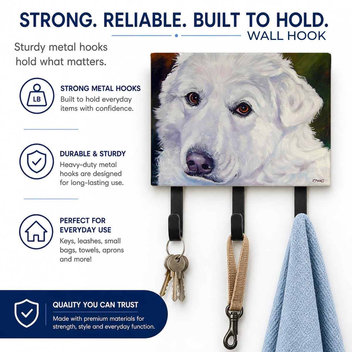 Caroline's Treasures 7418TH68 Great Pyrenees Contemplation Leash or Key Holder, Wall Hooks, Key