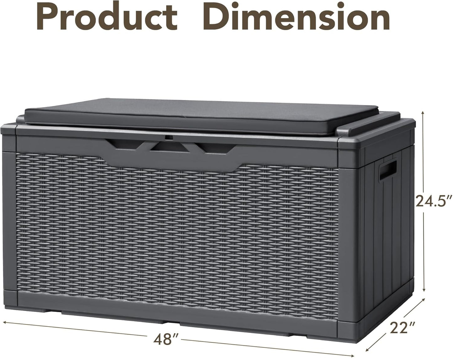 Devoko 100 Gallon Deck Box, Waterproof Resin Outdoor Storage Box with Cushion for Outside and