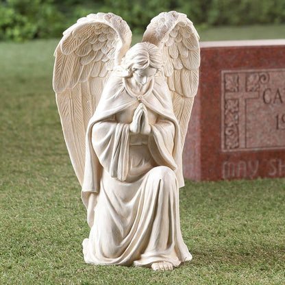 Fox Valley Traders Aoboco White Resin Angel Statue - Religious Garden Statue Remembrance Memorial
