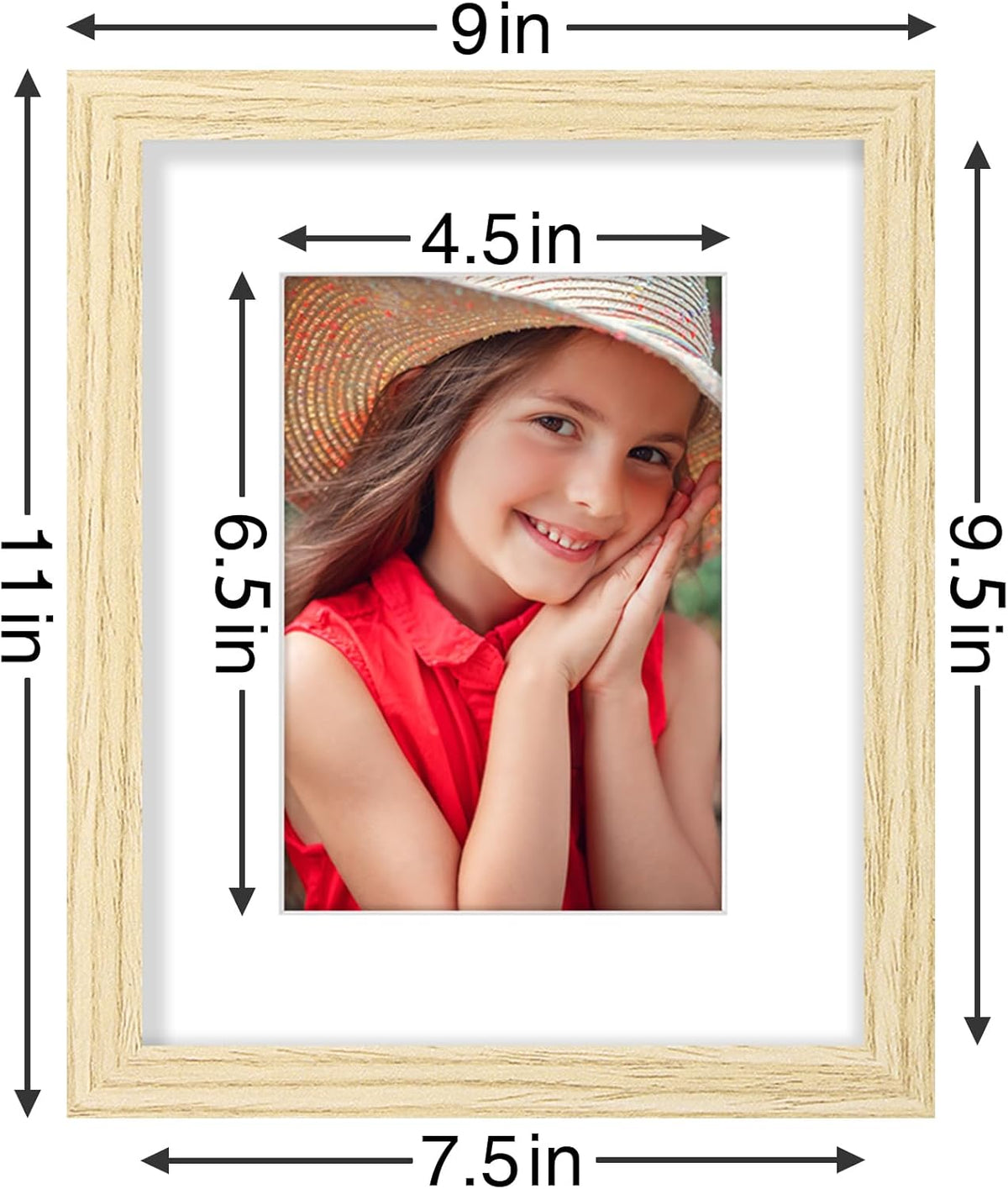 Vittanly 8x10 Picture Frames Set of 9, Shatter Resistant Plexiglass, Display 5x7 Pictures with Mat
